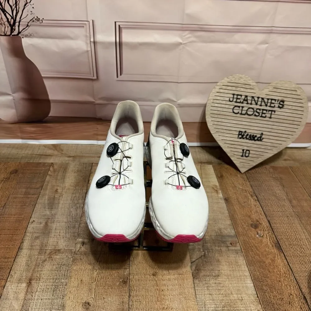 G/Fore G/Drive Golf Shoes Snow White Pink Men's Size 14 PRAY FOR BIRDIES